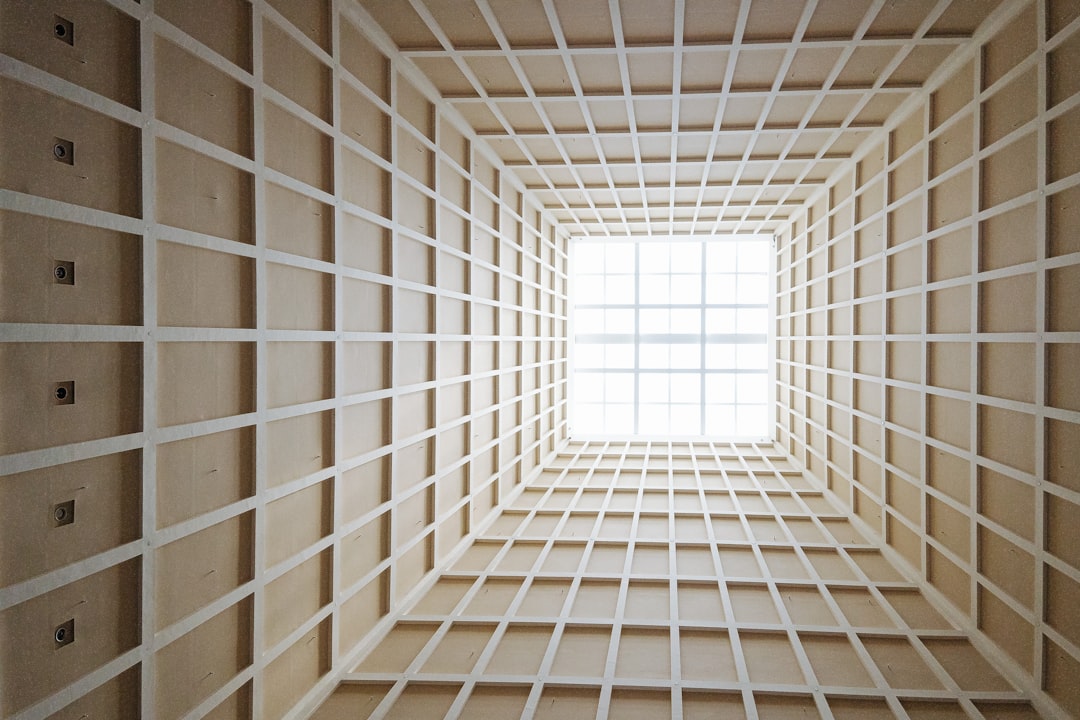 a room that has a window in the middle of it